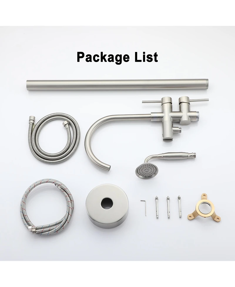 Freestanding Bathtub Faucet Floor Mount Tub Filler Faucet with Handheld Shower Dual Handle Bathtub Faucet Set with Stainless Steel Water Supply Pipe,