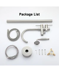 Freestanding Bathtub Faucet Floor Mount Tub Filler Faucet with Handheld Shower Dual Handle Bathtub Faucet Set with Stainless Steel Water Supply Pipe,