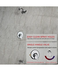 Bathtub Faucet Set, Shower System with Tub Spout 4.84 Inch 3-Spray Bathroom Shower Head, Single-Handle Shower Valve and Trim Kit, Chrome