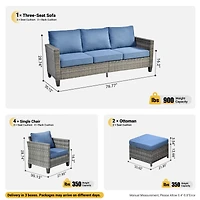 Xizzi Patio Furniture Set 7 Piece High Back Sofa Outdoor Conversation Sets All Weather Wicker Rattan Sectional Couch and Chairs Garden Backya