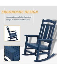 Patio Rocking Chair Outdoor Chairs Porch Rocker All-Weather Adirondack for Deck Garden Backyard Lawn, Blue