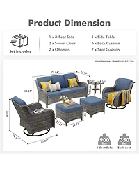 Xizzi 6 Pcs Outdoor Patio Furniture Set,High Back Sofa and Swivel Chairs Set