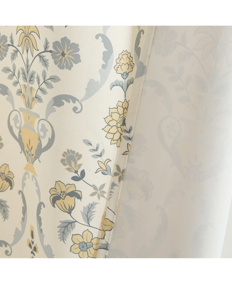 Hlc.me Clara Floral Damask Patterned Window Back Tab Rod Pocket Curtains Bedroom