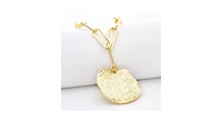Rivka Friedman 18K Gold Clad Hammered Disc on Paper Clip Chain