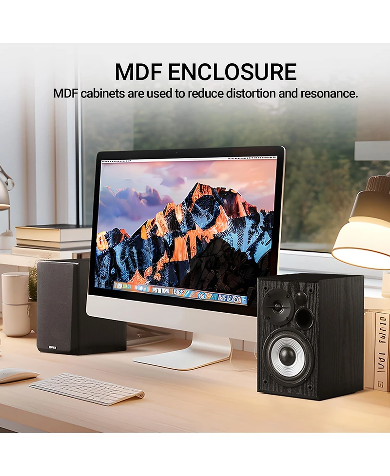 Edifier Bluetooth Bookshelf Speakers with Mdf Enclosure, Powered Studio Monitors - 24W Rms (Pair)
