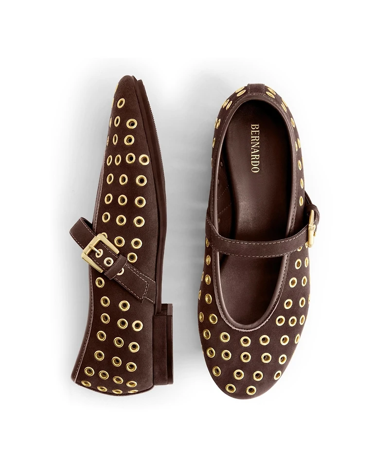 Bernardo Borden Grommet Mary Jane Flat
