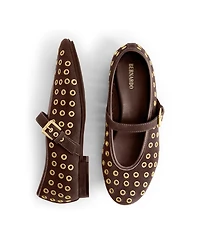 Bernardo Borden Grommet Mary Jane Flat