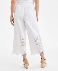 Style & Co Petite Cotton Eyelet Scalloped Pull-On Pants, Exclusively at Macy's