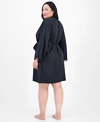 I.n.c. International Concepts Plus Lace-Trim Satin Wrap Robe, Exclusively at Macy's