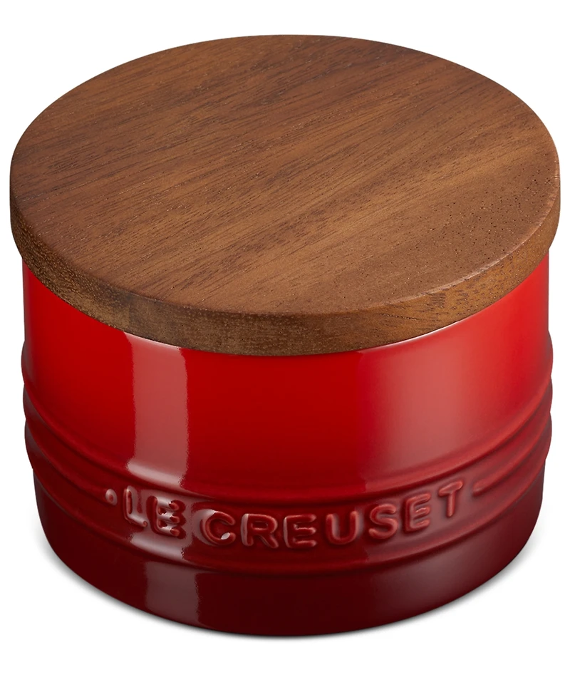 Le Creuset Stoneware Signature Salt Cellar with Wood Lid, 7-Oz.