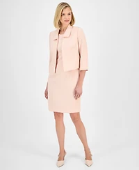 Le Suit Women's Cropped Open-Front Jacket & Empire-Seamed Sheath Dress, Regular Petite