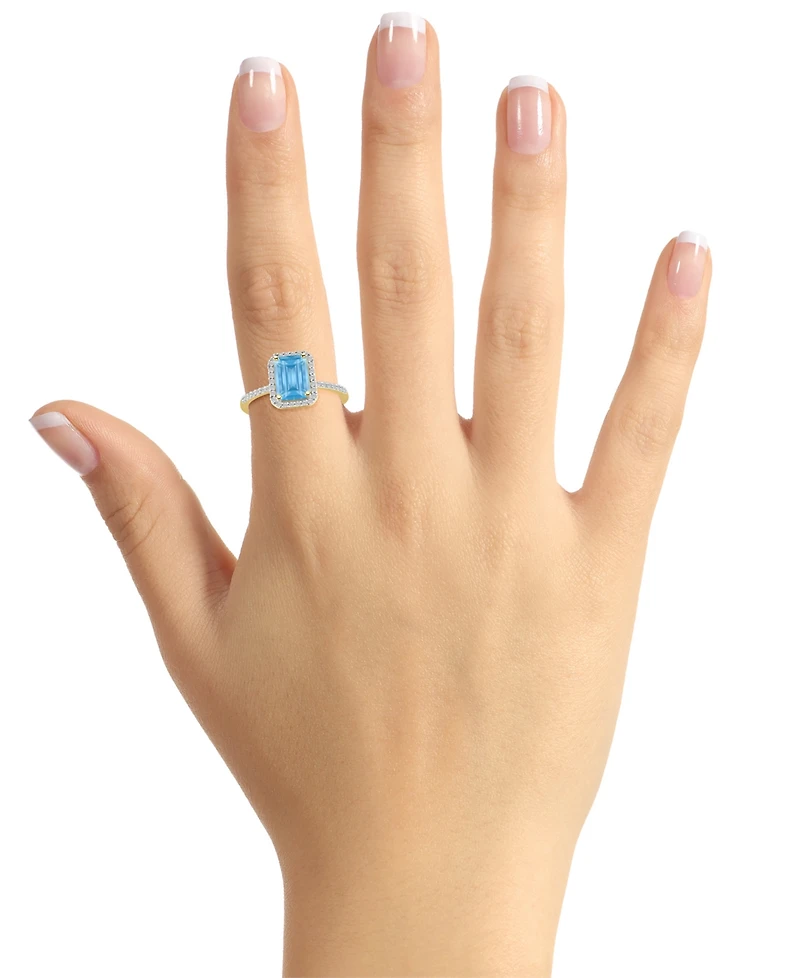 Lab-Created Ruby (2 ct. t.w.) & White Sapphire (1/4 Emerald-Cut Halo Ring 10k Gold (Also Additional Gemstones)