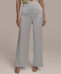 Donna Karan New York Women's Wide-Leg Satin Pants, Regular & Petite