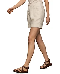 Sanctuary Women's Caravan Linen Mid Rise Cuffed Shorts