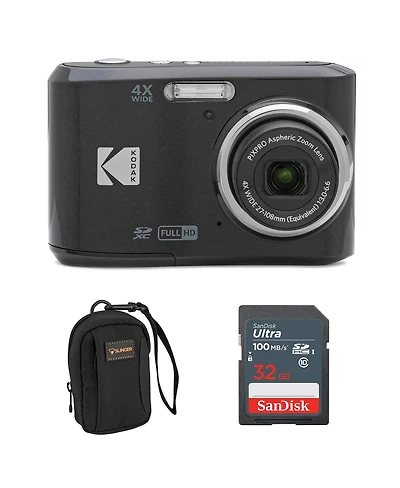 Kodak Pixpro FZ45 Friendly Zoom 16MP Full Hd Digital Camera, Black, Bundle with 32GB Memory Card and Camera Bag