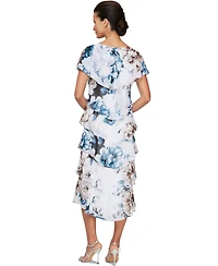 Sl Fashions Women's Floral-Print Tiered Midi Dress