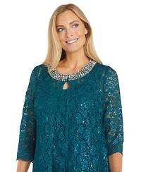 R & M Richards Petite Sequin Lace Jacket, Tank Pants Set