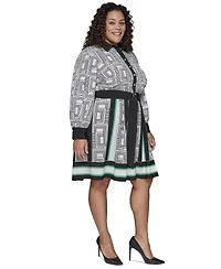Karl Lagerfeld Paris Plus Geometric-Print Shirtdress