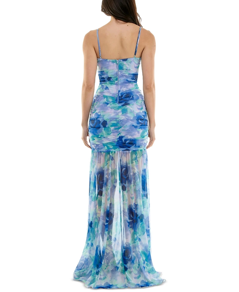 Juniors' Bax Shirred Slit-Front Sleeveless Gown, Created for Macy's