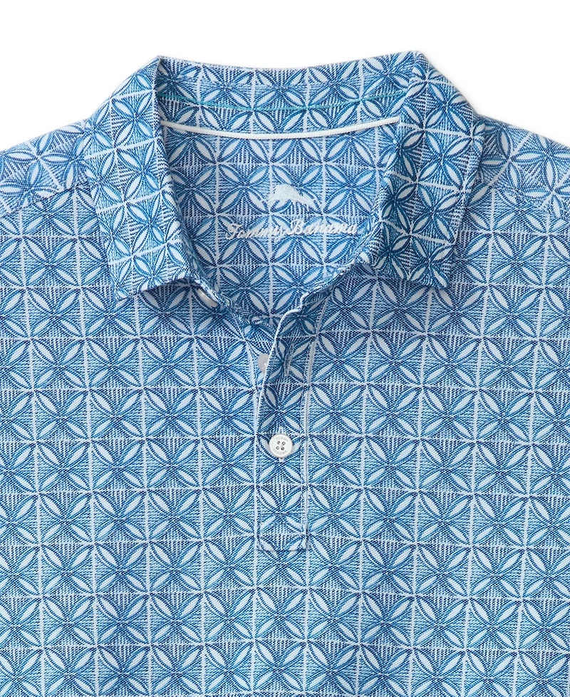 Tommy Bahama Men's Ocean Mosaic Printed Short Sleeve Polo Shirt