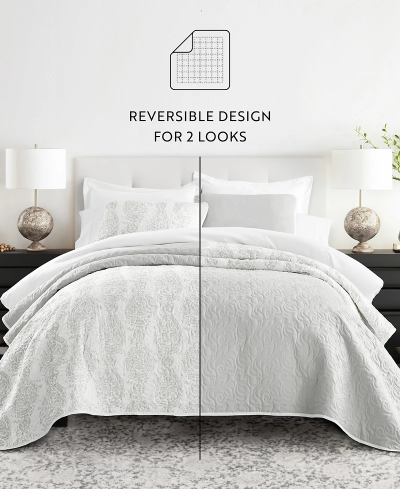 ienjoy Home Distressed Diamond Reversible 3-Pc. Lightweight Quilt Set, Full/Queen