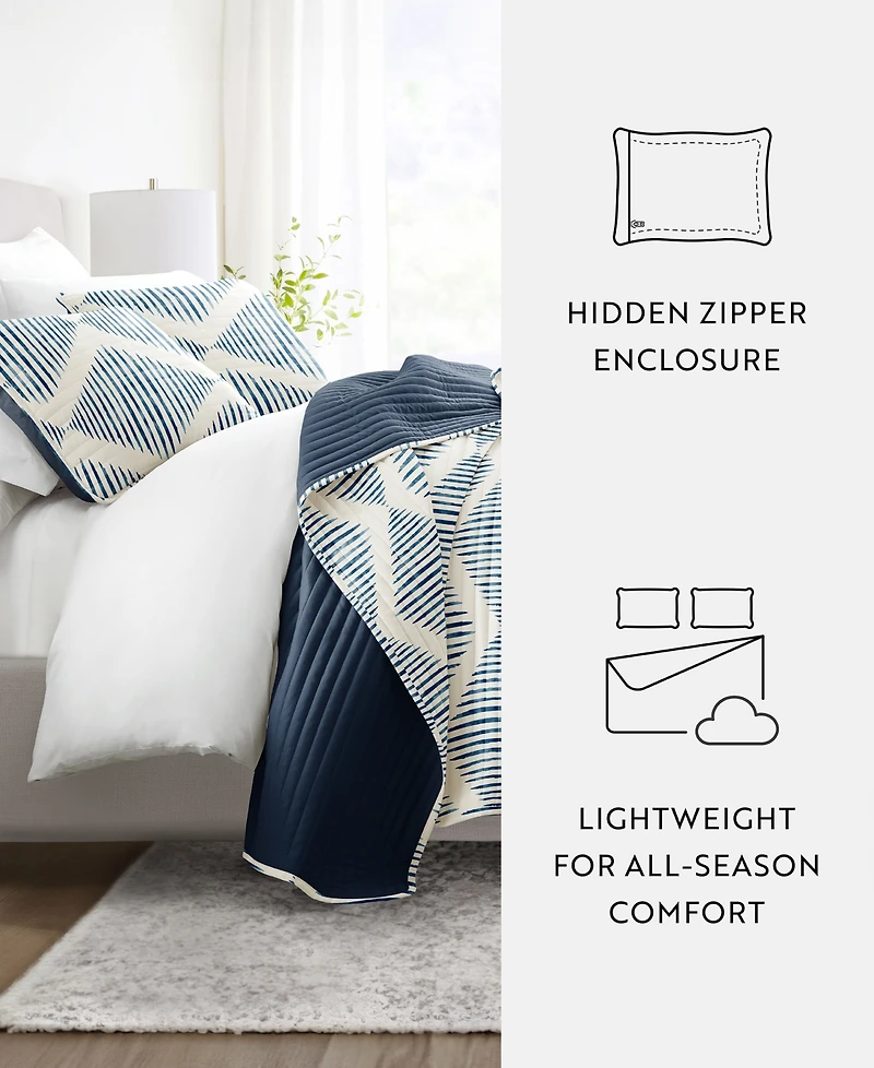 ienjoy Home Distressed Diamond Reversible 3-Pc. Lightweight Quilt Set, Full/Queen