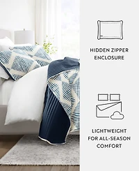 ienjoy Home Distressed Diamond Reversible 3-Pc. Lightweight Quilt Set, Full/Queen