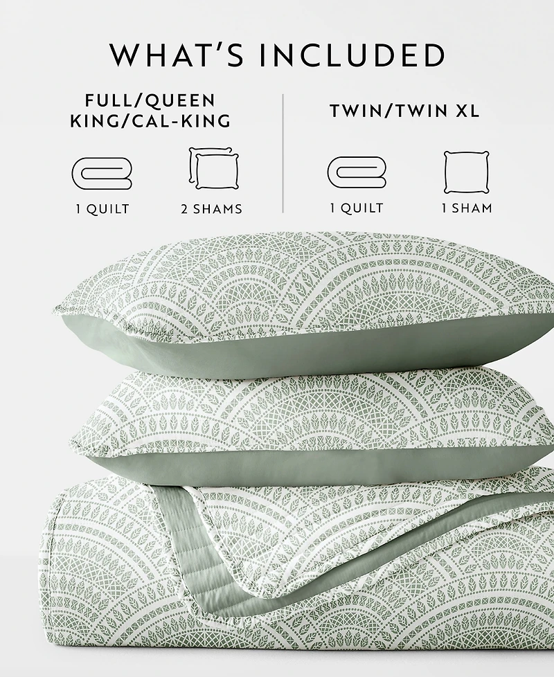 ienjoy Home Scallop Reversible 3-Pc. Lightweight Quilt Set, Full/Queen
