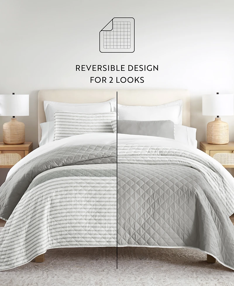 ienjoy Home Summer Stripes Reversible -Pc. Lightweight Quilt Set
