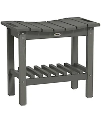 Outsunny 2-Tier Outdoor Side Table, Shower Bench with Handles