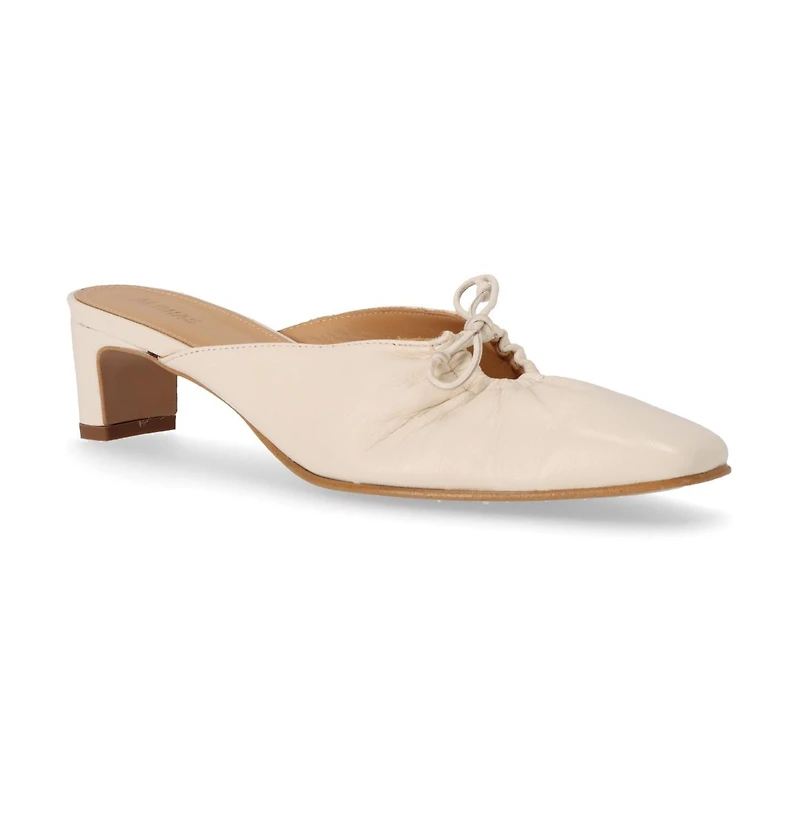 Amar Cream Leather Mules