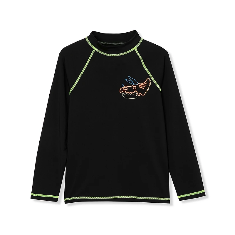 Lands' End Big Boys Husky Chlorine Resistant Long Sleeve Mock Neck Upf 50 Rash Guard