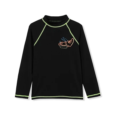 Lands' End Big Boys Husky Chlorine Resistant Long Sleeve Mock Neck Upf 50 Rash Guard