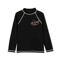Lands' End Big Boys Husky Chlorine Resistant Long Sleeve Mock Neck Upf 50 Rash Guard