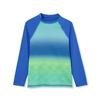 Lands' End Big Boys Husky Chlorine Resistant Long Sleeve Mock Neck Upf 50 Rash Guard