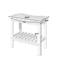 Outsunny 2-Tier Outdoor Side Table, Shower Bench with Handles