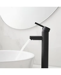 Single Hole Single Handle Bathroom Vessel Sink Faucet With Supply Hose in Polished Chrome