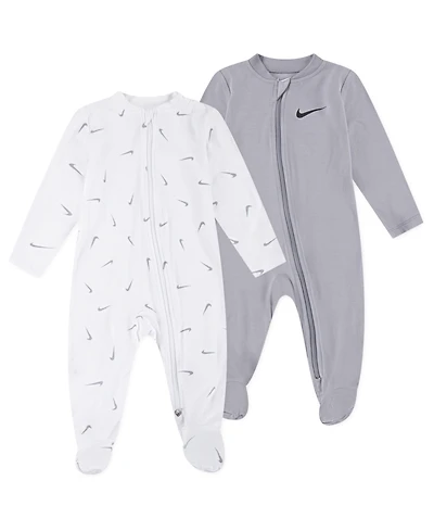 Nike Baby Essentials Viscose Long-Sleeve Footed Coveralls, 2 Pack