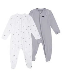 Nike Baby Essentials Viscose Long-Sleeve Footed Coveralls, 2 Pack