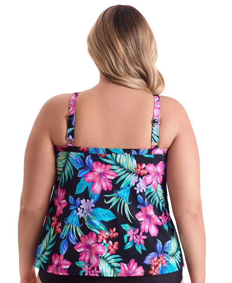 ShapeSolver by Mimi Flamingo Women's Barcelona Blues High Neck Tankini Swimsuit Top