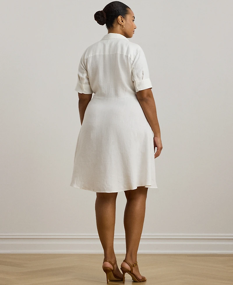 Lauren Ralph Plus-Size 100% Linen Shirtdress