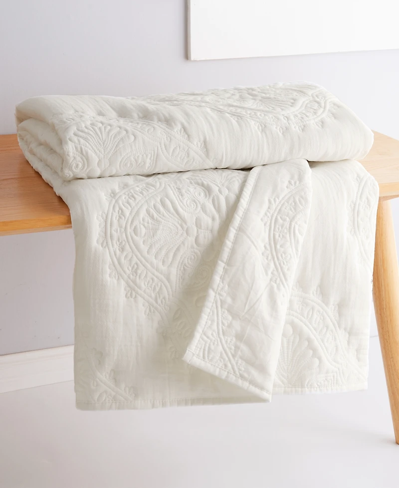 Levtex Muslin Stitch Stitching Quilted Throw, 50" x 60"