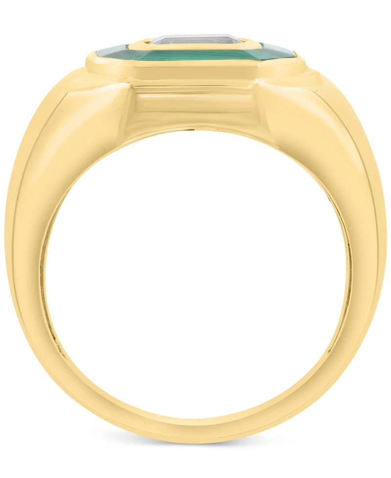Effy White Topaz (5/8 ct. t.w.) & Malachite Octagon Ring in 14k Gold-Plated Sterling Silver