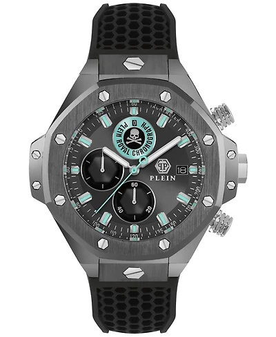 Philipp Plein Men's Chronograph Royal Black Silicone Strap Watch 46mm