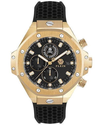 Philipp Plein Men's Chronograph Royal Black Silicone Strap Watch 46mm