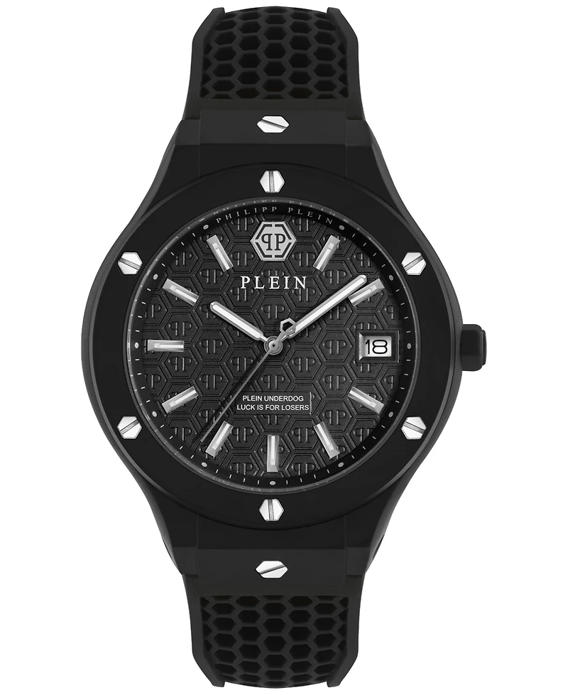 Philipp Plein Men's Underdog Black Silicone Strap Watch 44mm