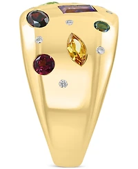Effy Multi-Gemstone (1-1/2 ct. t.w.) & Diamond (1/20 ct. t.w.) Mixed-Cut Scatter Ring in 14k Gold-Plated Sterling Silver