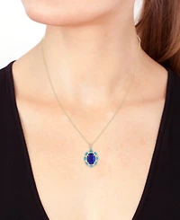 Effy Lapis Lazuli, Sleeping Beauty Turquoise & Diamond (1/4 ct. t.w.) Pendant Necklace in 14k Gold, 17" + 1" extender