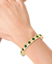 Effy Malachite & Diamond (1/5 ct. t.w.) Bangle Bracelet in 14k Gold-Plated Sterling Silver