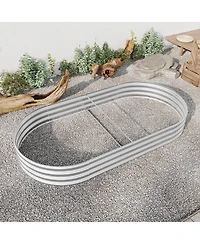 Raised Garden Bed Outdoor, Oval Large Metal Raised Planter Bed for for Plants, Vegetables, and Flowers